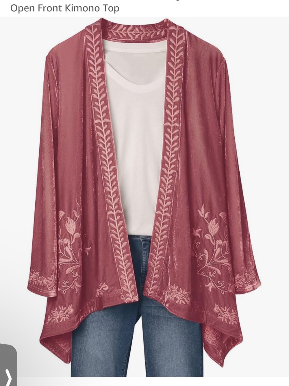 Floriana Embroidered Open Front Kimono Blush Pink Currently in Stores